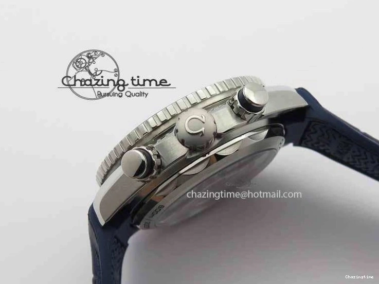 0129 EyeCatching Planet Ocean Master Chronometer SS OM 1:1 Best Edition Blue Dial On Leather Strap A 8176